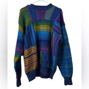 Vintage 9Os Alexander Julian Colours Cotton/Linen Multicolour Patchwork Sweater